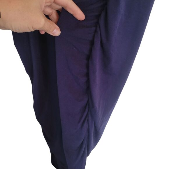 A Pea in the Pod Maternity Tee Shirt Dress Women's Size Large L Blue Ruched - Picture 5 of 8